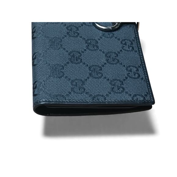 Authentic Gucci GG Canvas Long Wallet Silver Horsebit Leather Black Zip Interior - Picture 7 of 16